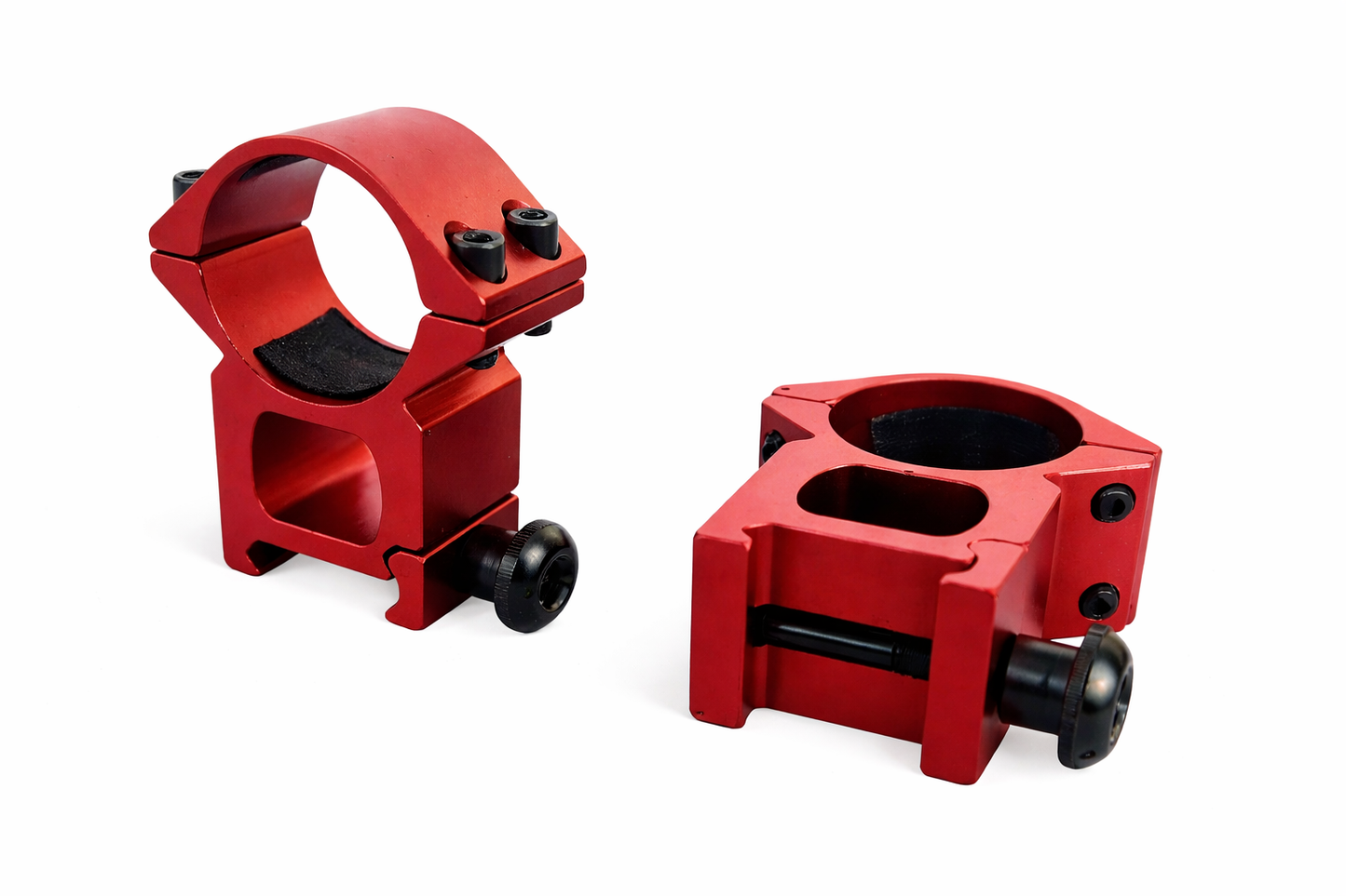 Montura APOLO 3/4" (22 mm) Weaver/Picatinny – Roja, Perfil Alto, Ø 25 mm