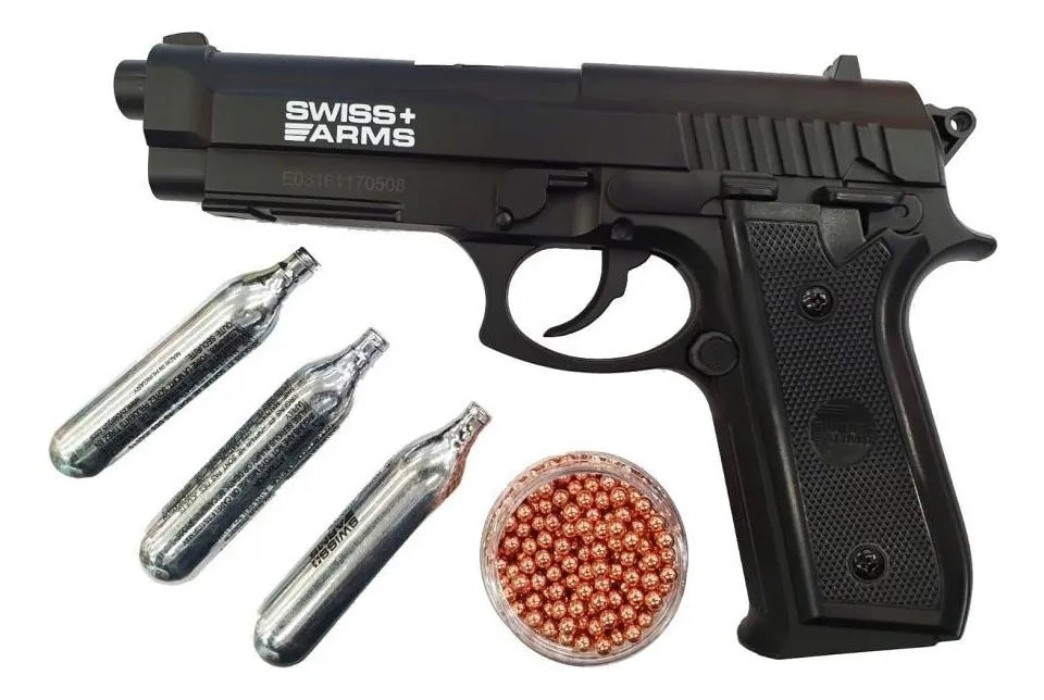 Pistola P92 Swiss Arms+500 Balines+3co2+funda-jainelfishing
