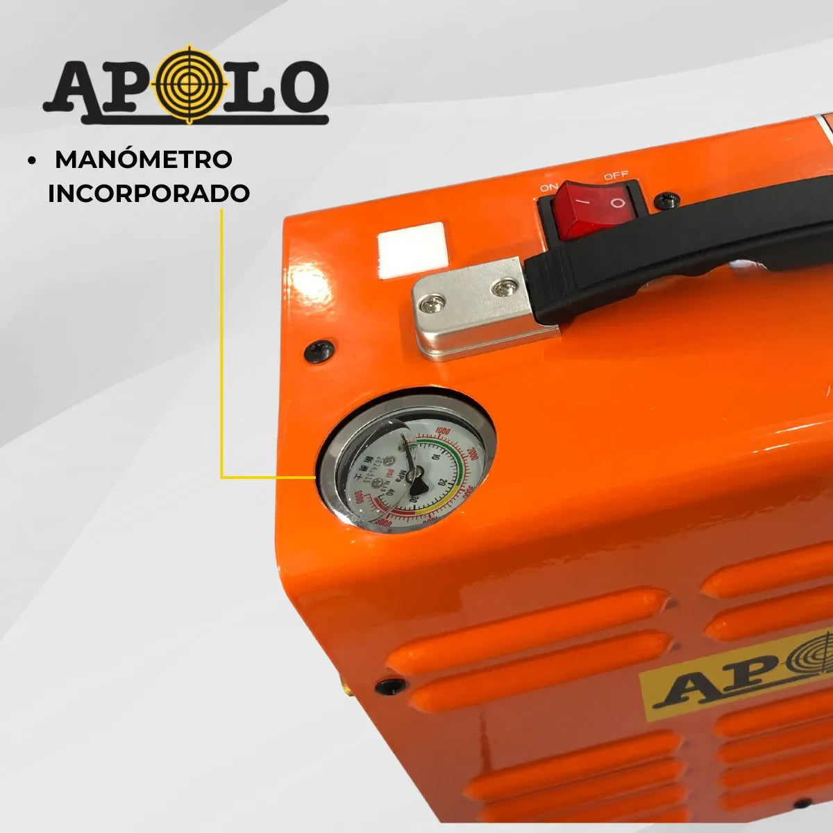 Compresor Inflador Rifle Pcp Apolo Electrico 12v 300b Ct Color Naranja Claro