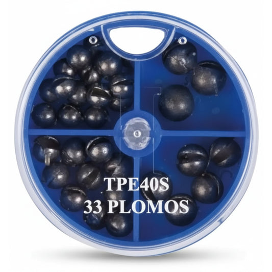 Caja De Plomo Pesca Evia Ranurado 33u. 0.8/1.2/2/3 G