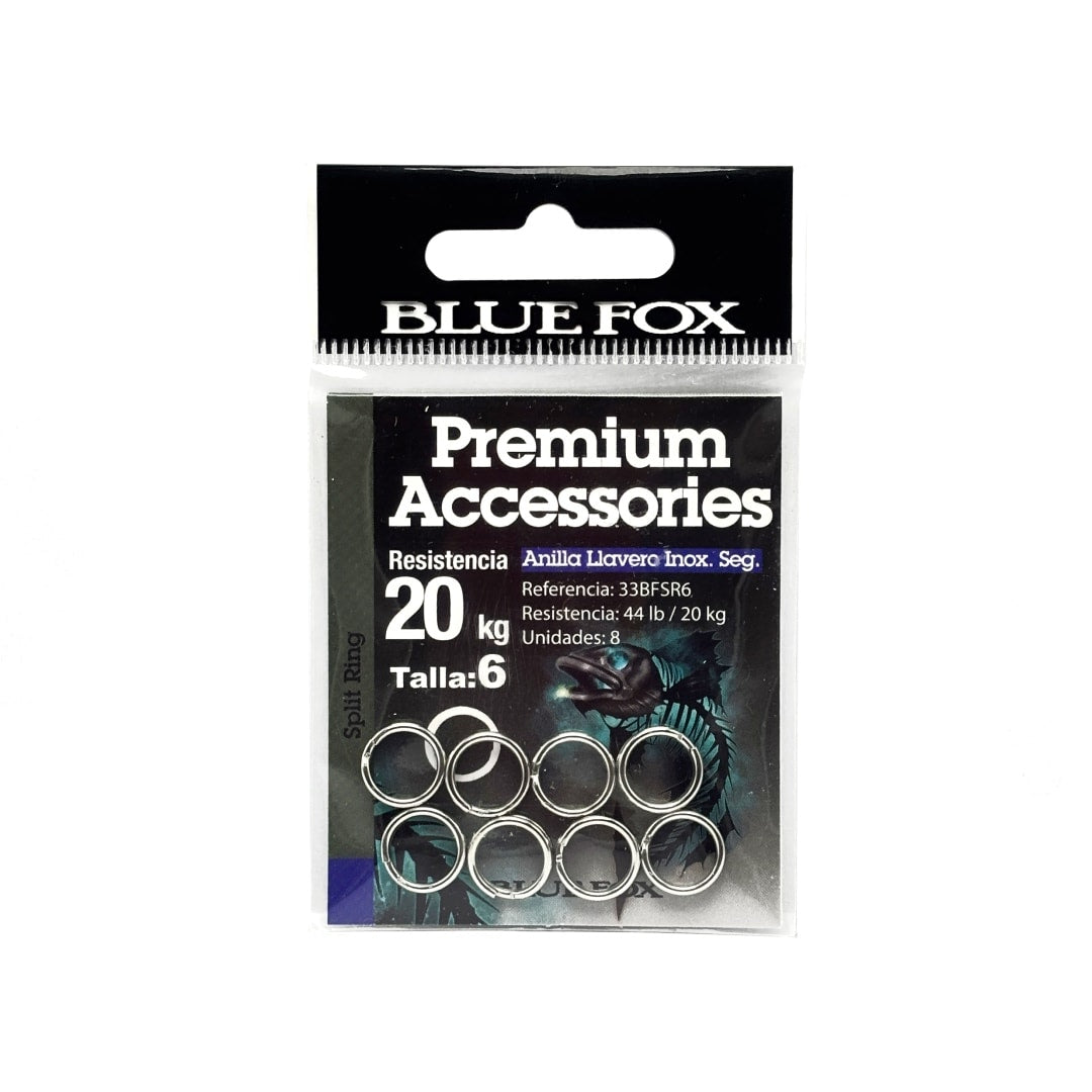 Anillas Llavero Blue Fox Inoxidables Seguras Split Ring Pesca Spinning Trolling