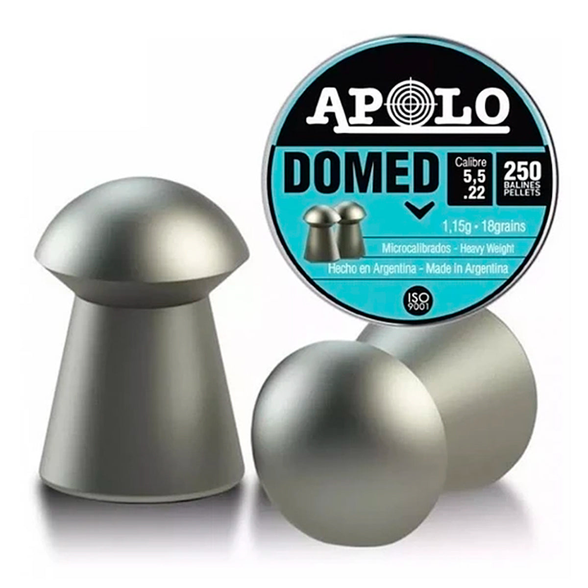 Postones Apolo Domed Calibre .177 / 4.5 Mm, 250 Pcs 0.60g/9.0gr