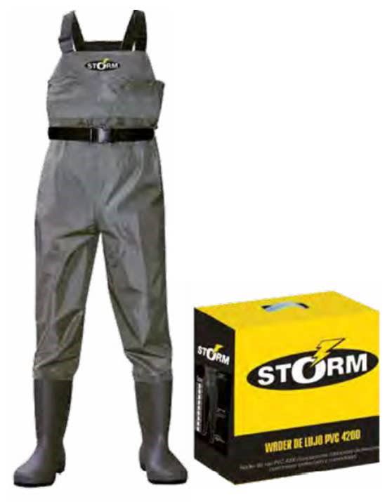 Wader Impermeable Storm PVC 420D con Botas Integradas para Pesca Extrema