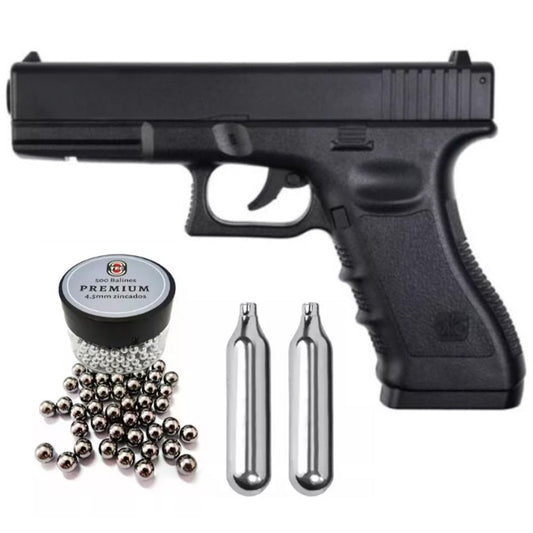 Pistola Stinger Glock 17 Co2 4.5mm 2 Co2 + 500 Balines