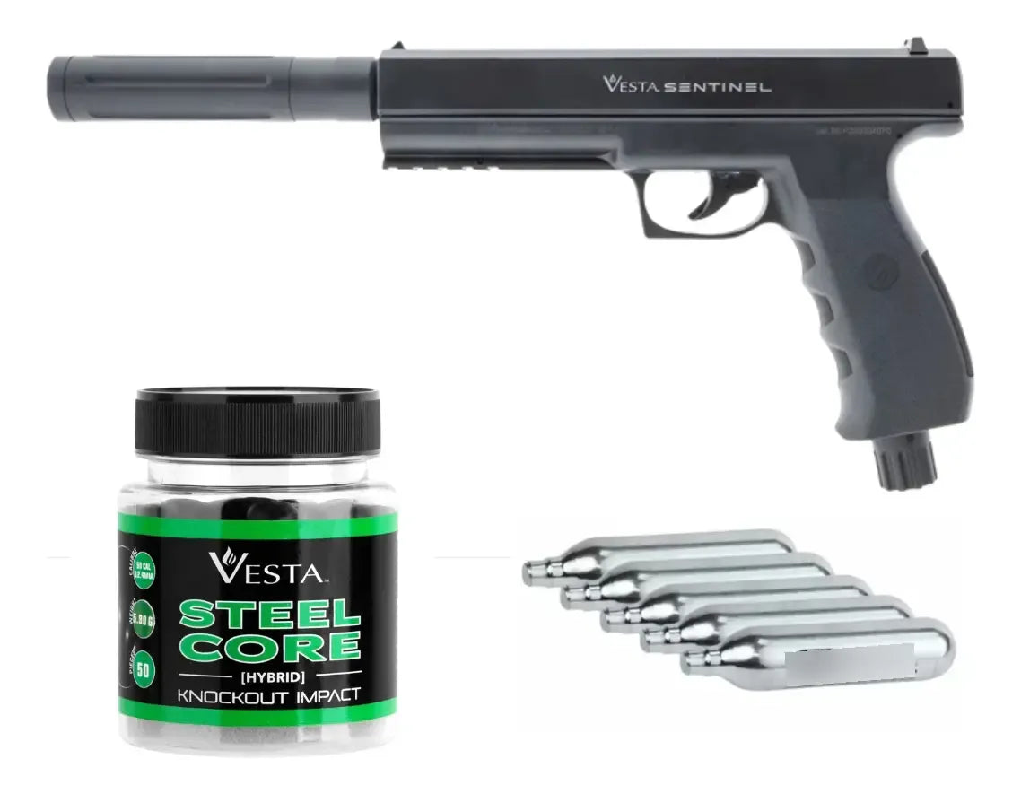 Pistola Traumatica Vesta Sentinel 5.5 + 5 Co2 + 50 Bb