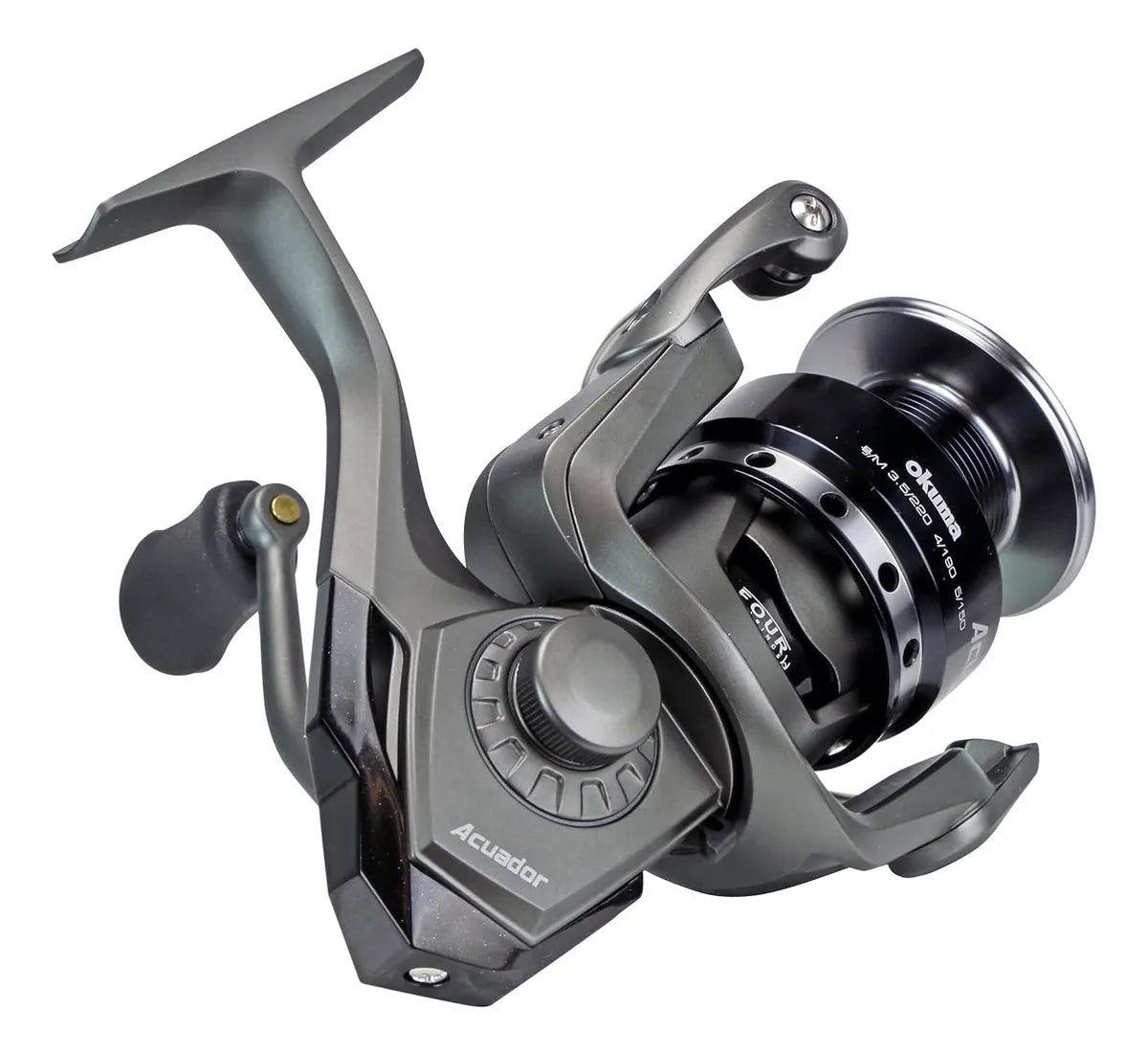 Reel Okuma Acuador Acu-4000 Color Negro Y Dorado Lado De La Manija Derecho/izquierdo
