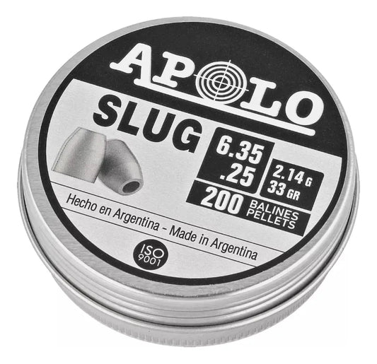 Postones Apolo Slug 6.35 Mm 33 Grains 3 Lata 600 U