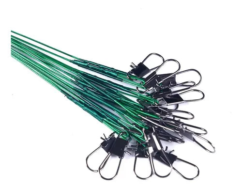 Líderes de Pesca de Acero 50 Unidades con Broches 15cm