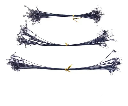 Líderes de Pesca de Acero 50 Unidades con Broches 15cm