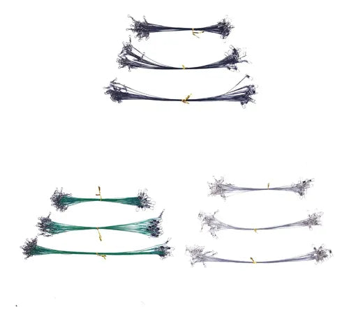 Líderes de Pesca de Acero 50 Unidades con Broches 15cm