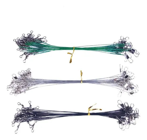 Líderes de Pesca de Acero 50 Unidades con Broches 15cm