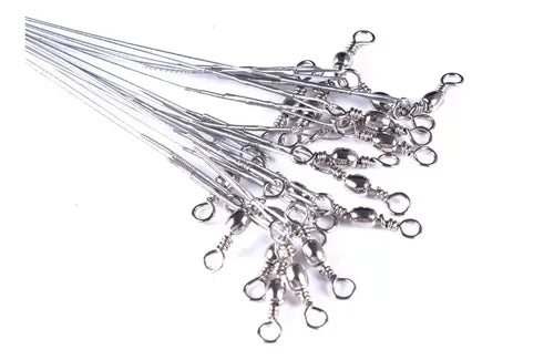 Líderes de Pesca de Acero 50 Unidades con Broches 15cm
