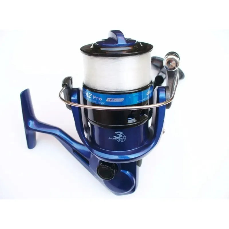 Carrete Okuma Topaz Pro TPF-340 Azul: Versátil, Potente y Ligero para Pesca