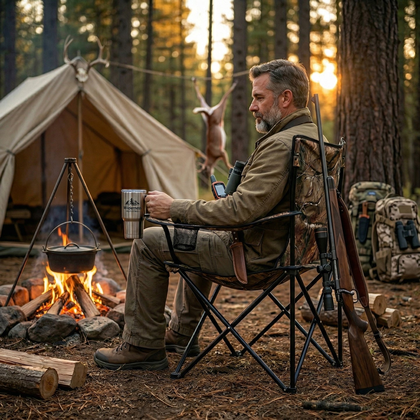 Silla de Camping Plegable de Camuflaje Real tree con Portavasos + Envío Gratis!