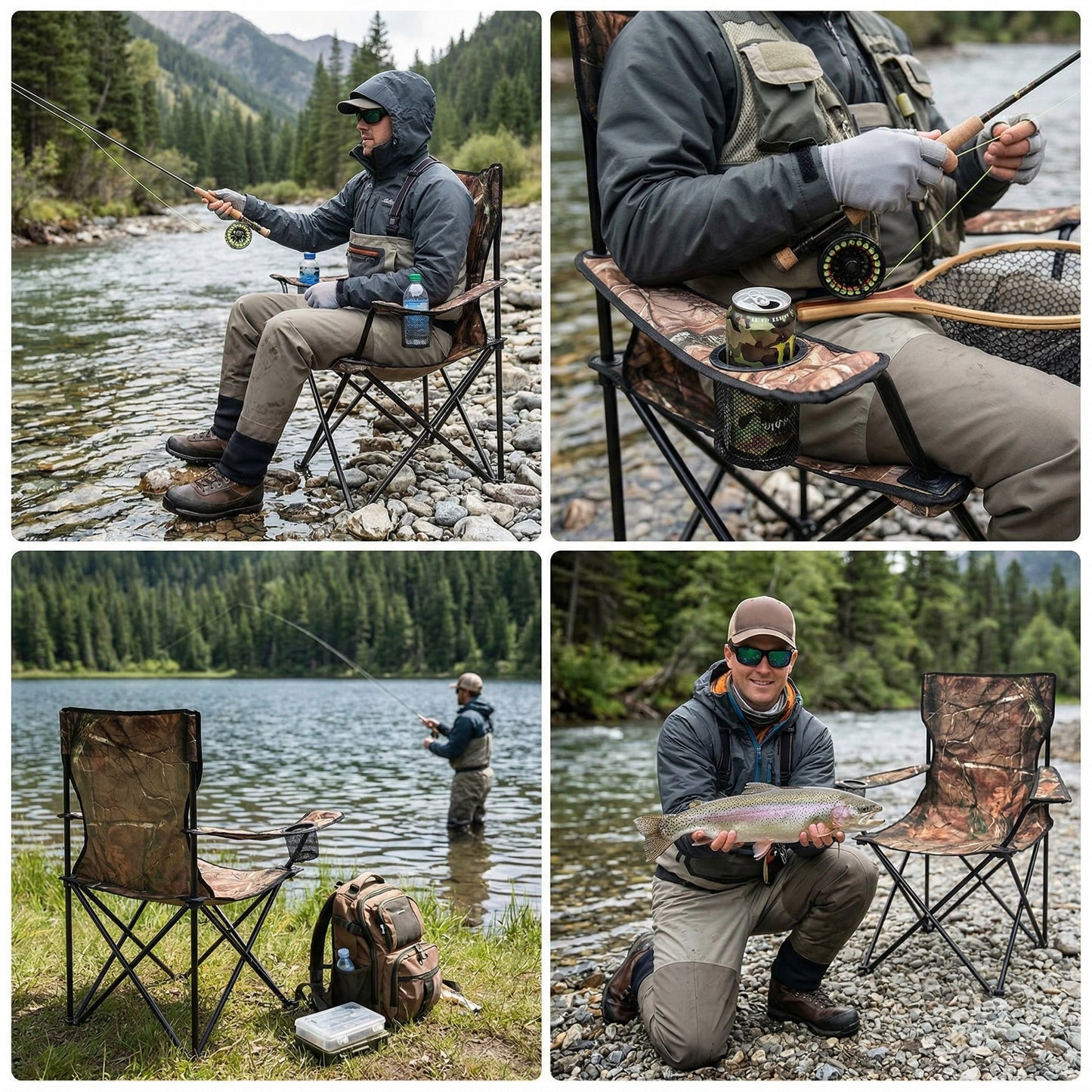 Silla de Camping Plegable de Camuflaje Real tree con Portavasos + Envío Gratis!