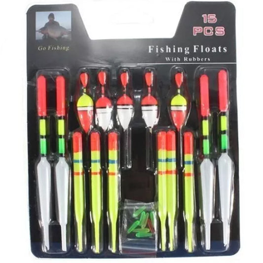 KIT DE 15 FLOTADORES DE PESCA