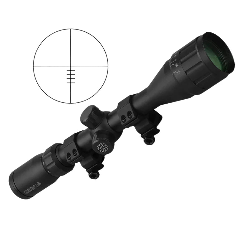Mira Telescópica Konus Fighter 4-12x40 A.O. con Monturas Incluidas