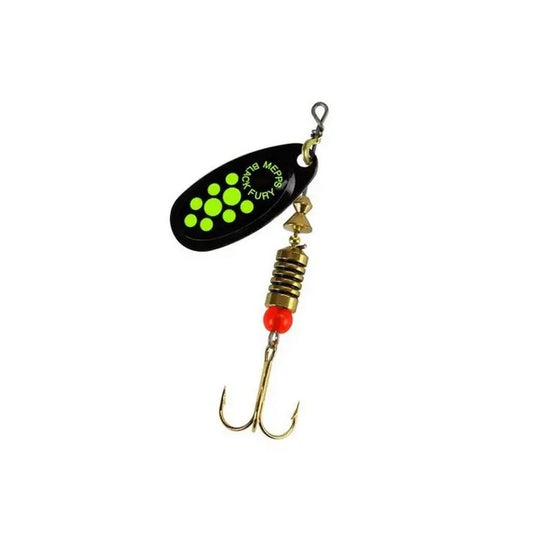 Señuelo Mepps Black Fury Giratorio: Atrae Truchas y Salmones con Brillo Intenso