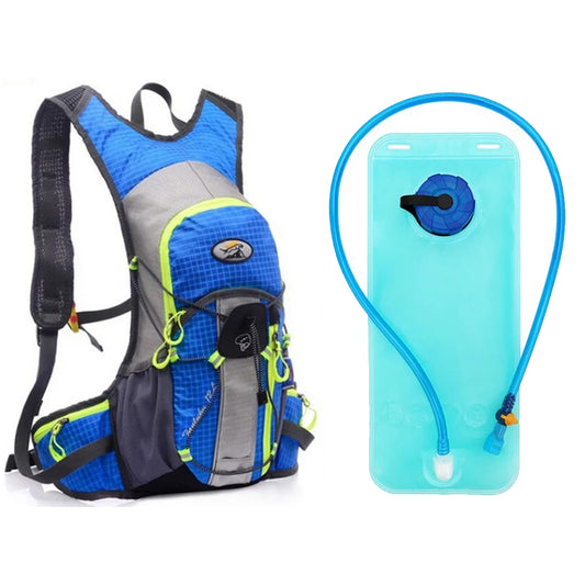 MOCHILA DEPORTIVA TIPO CAMELBACK DE 12 LITROS CON FRANJA REFLECTIVA + BOLSA DE HIDRATACION DE 2 LITROS