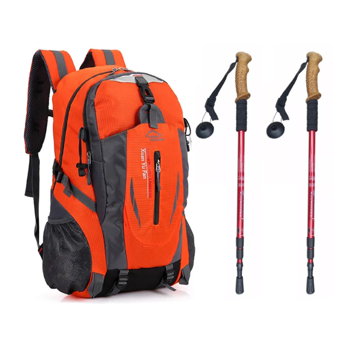 MOCHILA DEPORTIVA DE 40 LITROS + 2 BASTONES DE TREKKING