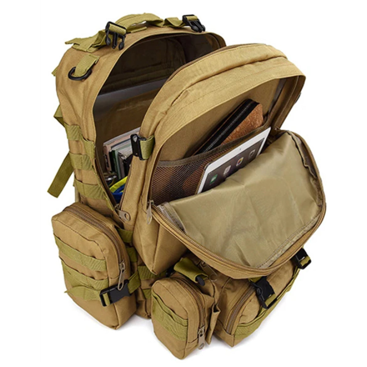 MOCHILA TACTICA MILITAR DE 65 LITROS CON ACCESORIOS DESMONTABLES