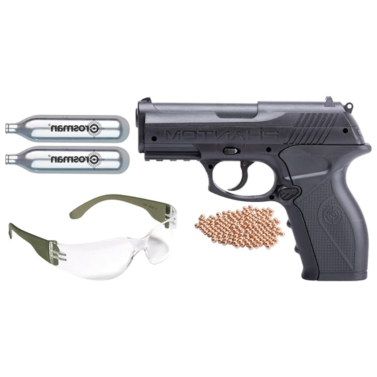 PISTOLA DE CO2 BALINES METALICOS CROSMAN PHANTON P10 KIT