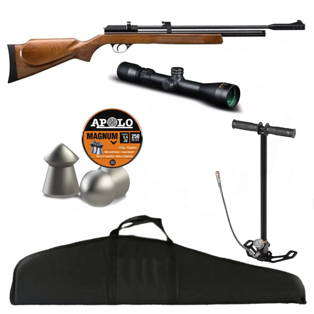 RIFLE PCP PR900 GEN2 CAL 5,5mm + FUNDA + MIRA 3-9X40 + BOMBIN PCP +LATA DE POSTONES DE REGALO