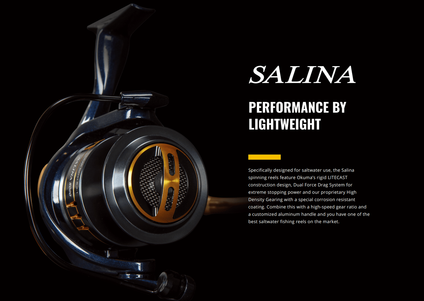 Carrete de Spinning Okuma Salina SW, Alto Rendimiento, Agua Salada, Duradero