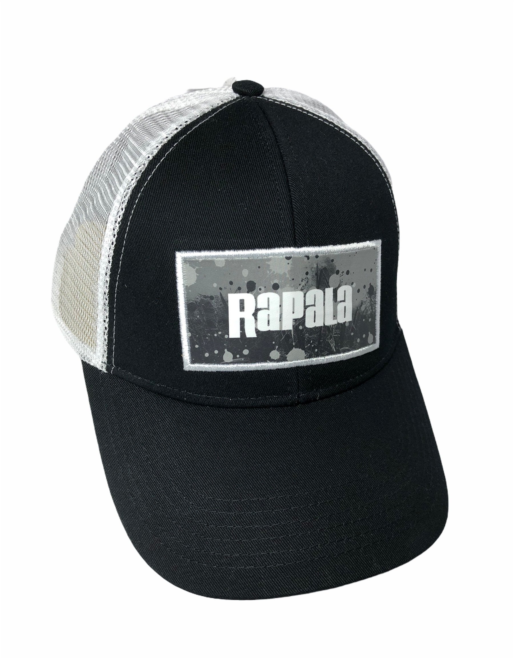 Gorro de Pesca Rapala Trucker Negro Blanco Malla Transpirable Algodón Poliéster