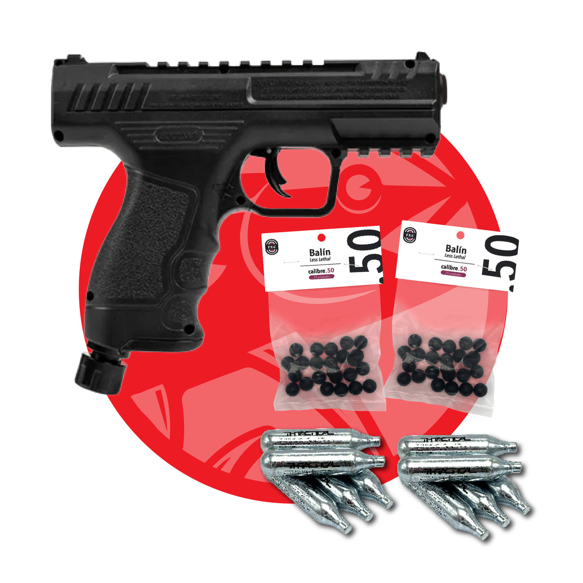 Beeman BP50 Pistola Defensa CO2 Pack 10 Cápsulas 50 Balines