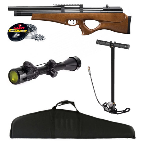 RIFLE PCP MODELO P15 CAL 5,5MM + FUNDA + MIRA + BOMBIN + POSTONES